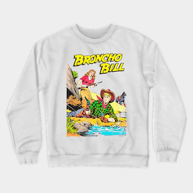 Confrontation Cowboy Broncho Bill Western Retro Comic Crewneck Sweatshirt by REVISTANGO